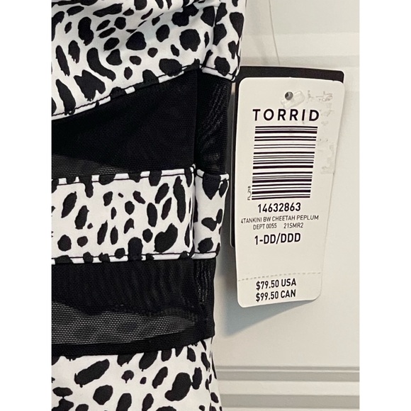 Torrid Women's Underwire Black and White Peplum Swim Top NWT Sz 1X (14-16) - Picture 11 of 13